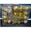 Image 2 : Lot of 1 Box of Gold Christmas Balls/Ornaments Set