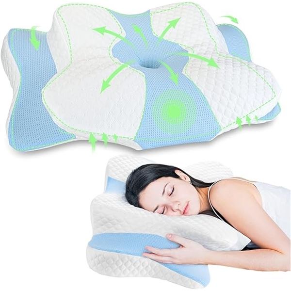 Lot of 1 Cervical Contour Memory Foam Pillow/Ergonomic Pillow For Neck & Back Support