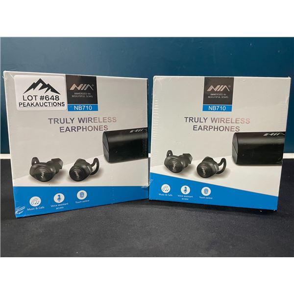 Lot of 2 Pairs of Nia NB710 True Wireless Earphones/Earbuds