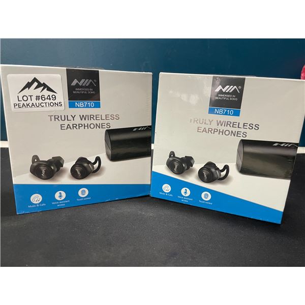 Lot of 2 Pairs of Nia NB710 True Wireless Earphones/Earbuds