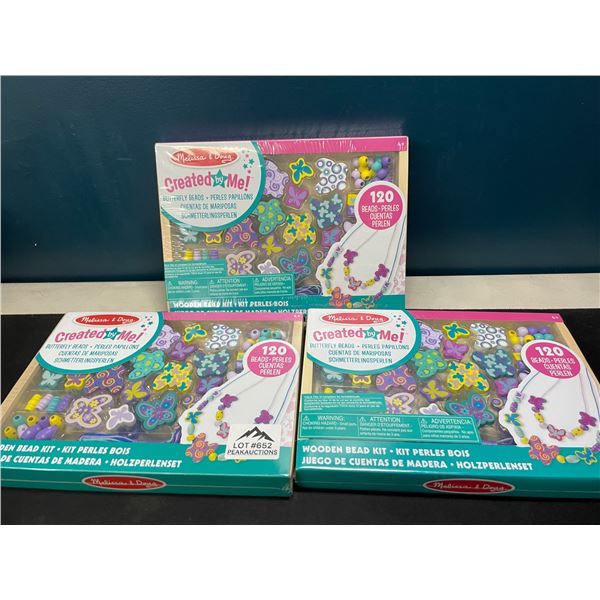 Lot of 3 Melissa & Doug Created by Me! Wooden Bead Toy Kits
