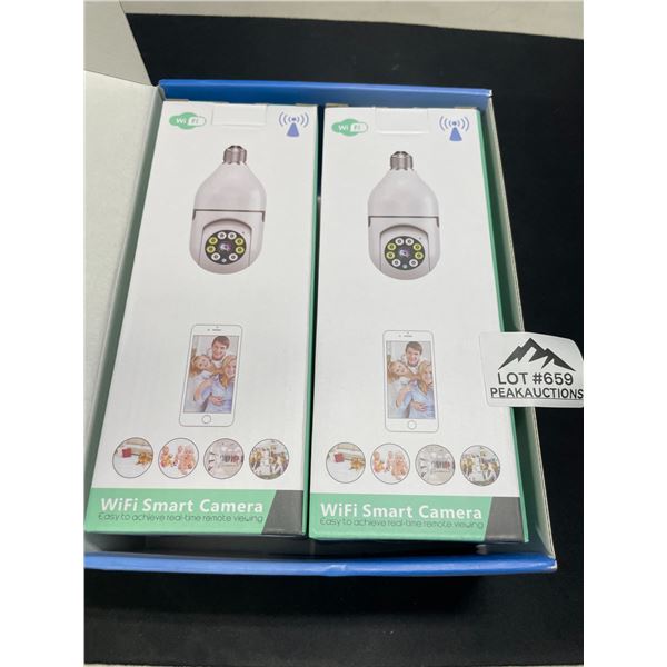 Lot of 2 WiFi Indoor Panorama Home Security Cameras - Lightbulb Style
