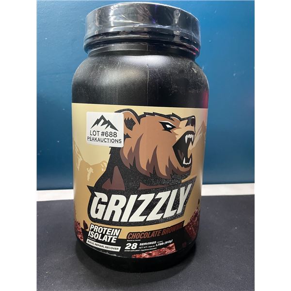 Lot of 1 Tub of Grizzly Protein Isolate Powder - Chocolate Brownie - 812g