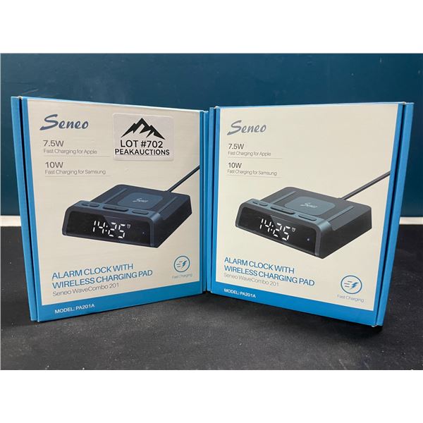 Lot of 2 Seneo Alarm Clocks with Wireless Charging Pads