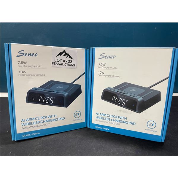 Lot of 2 Seneo Alarm Clocks with Wireless Charging Pads