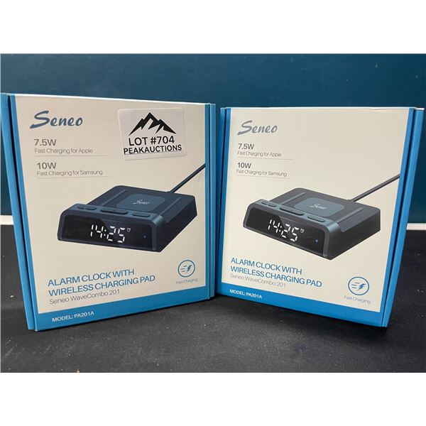 Lot of 2 Seneo Alarm Clocks with Wireless Charging Pads