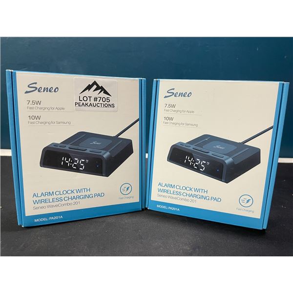 Lot of 2 Seneo Alarm Clocks with Wireless Charging Pads