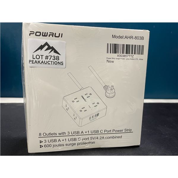 Lot of 1 Multi-Outlet Power Bar/Surge Protector w/ USB Charging Ports & USB-C Port