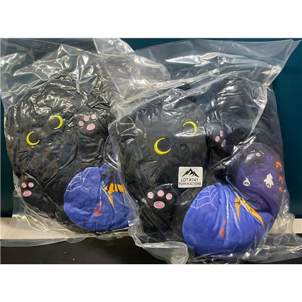 Lot of 2 Long Wrap-Around-Neck Cat Pillows