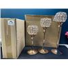 Image 1 : Lot of 2 Boxes of Crystal Gem/Gold Decorative Candle Holders - 3 per box/6 total