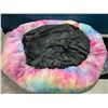 Image 3 : Lot of 1 Fuzzy/Shaggy Fluffy Rainbow Plush Pet Bed - Large 28 inch size