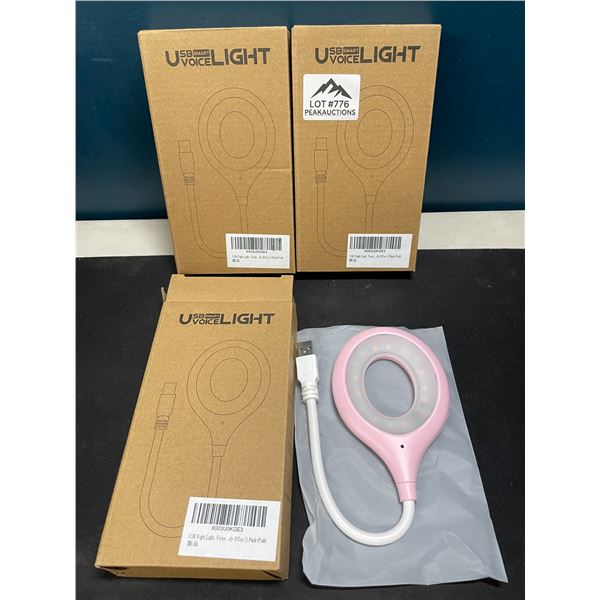 Lot of 3 USB Smart Night Lights - Pink