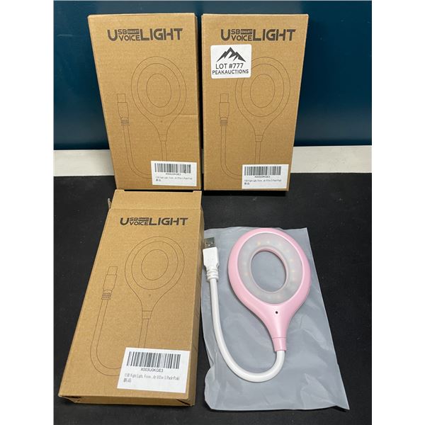 Lot of 3 USB Smart Night Lights - Pink