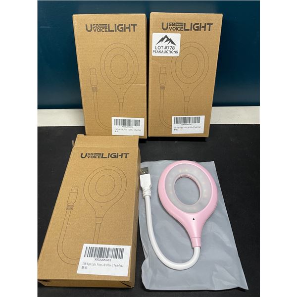 Lot of 3 USB Smart Night Lights - Pink