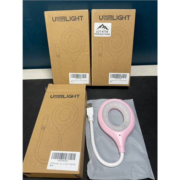 Lot of 3 USB Smart Night Lights - Pink