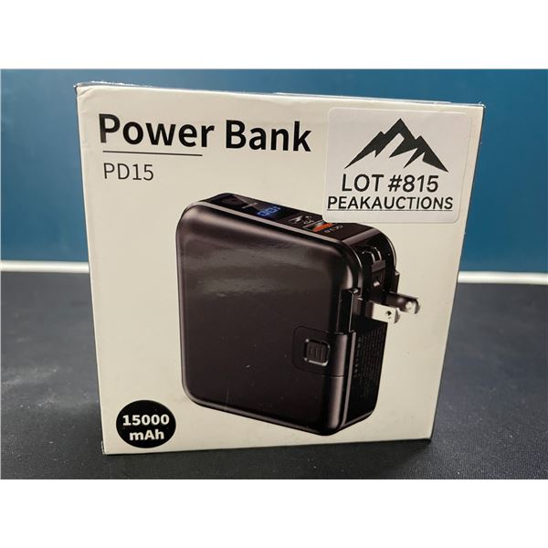 Lot of 1 High Capacity 15,000mAh Powerbank/Portable Charger w/ Buitl-In Type C & Lightning Cable!