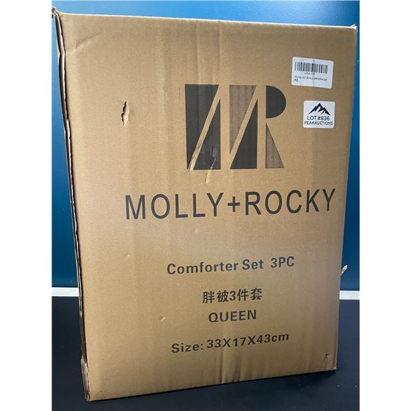 Lot of 1 Molly+Rocky 3PC Queen Size Comforter Set - Brown - Great gift!