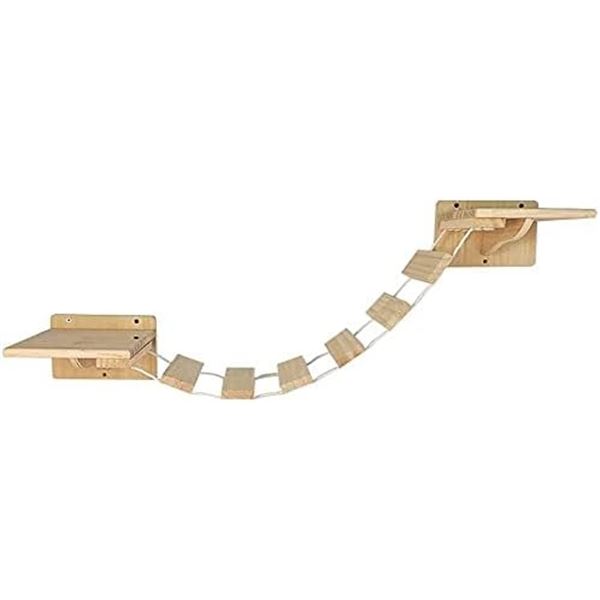 Lot of 1 Wooden Wall-Mounted Cat Climbing Shelf/Suspension Bridge