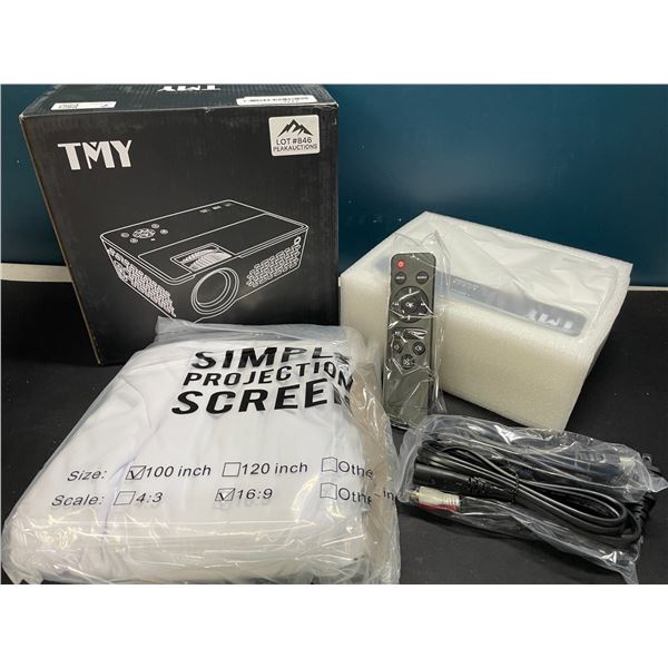 Lot of 1 TMY LED Video Projector w/ 100inch Projector Screen
