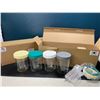 Image 1 : Lot of 2 Multi-Packs of Glass Measuring/Food Storage Jars - 4 per box/8 total