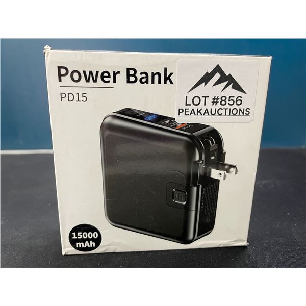 Lot of 1 High Capacity 15,000mAh Powerbank/Portable Charger w/ Buitl-In Type C & Lightning Cable!