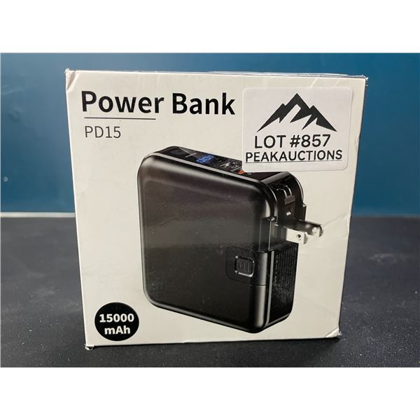 Lot of 1 High Capacity 15,000mAh Powerbank/Portable Charger w/ Buitl-In Type C & Lightning Cable!