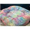 Image 1 : Lot of 1 Fuzzy/Shaggy Fluffy Rainbow Plush Pet Bed - Large 28 inch size
