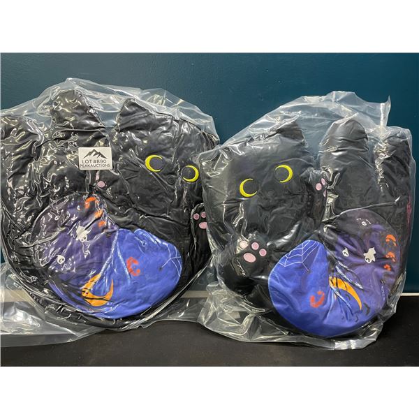 Lot of 2 Long Wrap-Around-Neck Cat Pillows