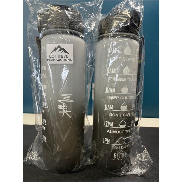 Lot of 2 Motivational Style Water Bottles- 32oz/1L Each