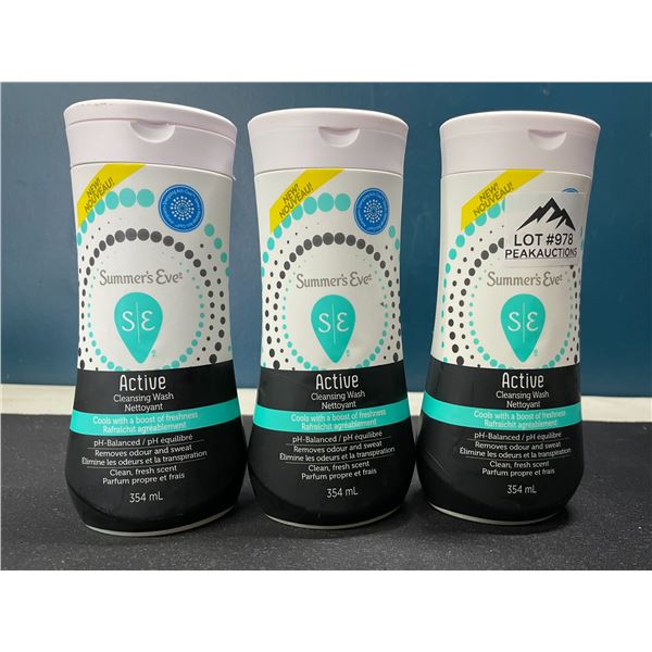 Lot of 3 Summer's Eve Active Cleansing Body Wash for Women
