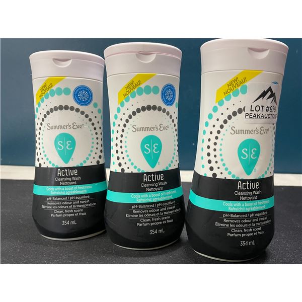 Lot of 3 Summer's Eve Active Cleansing Body Wash for Women