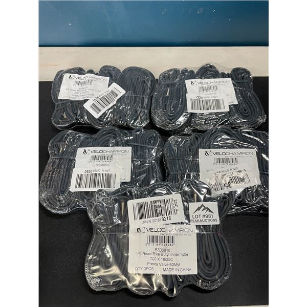 Lot of 5 Packs of Road Bike Inner Tubes