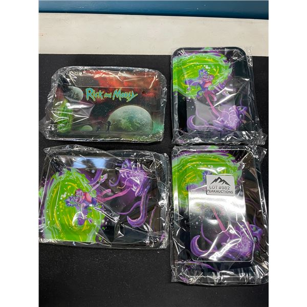 Lot of 4 Rick and Morty Metal Trays