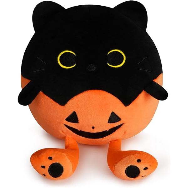 Lot of 2 Halloween/Pumpkin Cat "Squishmallow" Inspired Plushies - 9 inch