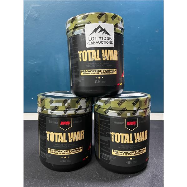 Lot of 3 Redcon1 Total War Pre-Workout Formula - 438g
