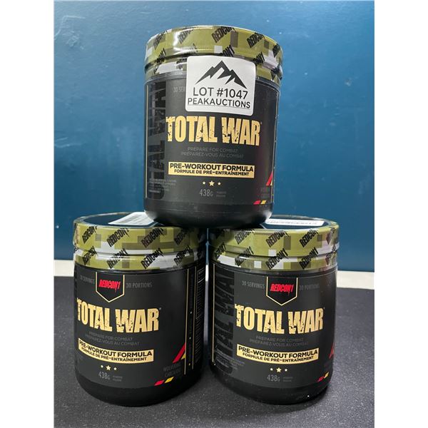 Lot of 3 Redcon1 Total War Pre-Workout Formula - 438g