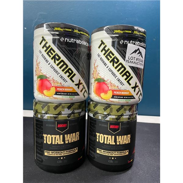 Lot of 4 Assorted Workout Powder - 2x Total War & 2x Thermal XTC
