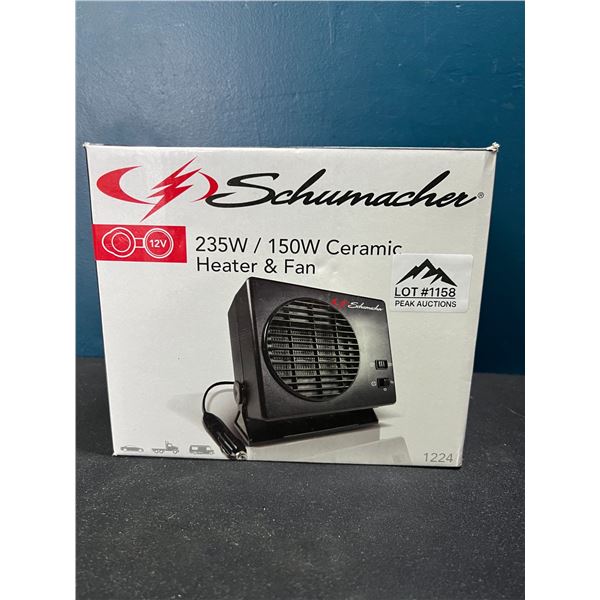 Lot of 1 Shumacher 235w/150w Ceramic Car Heater and Fan