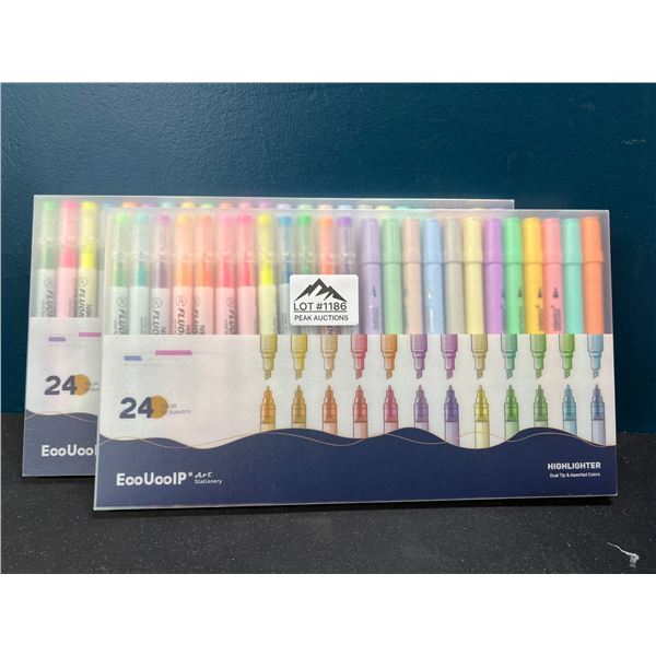 Lot of 2 Packs of Dual Tip Highlighters - 24PCS PER PACK!