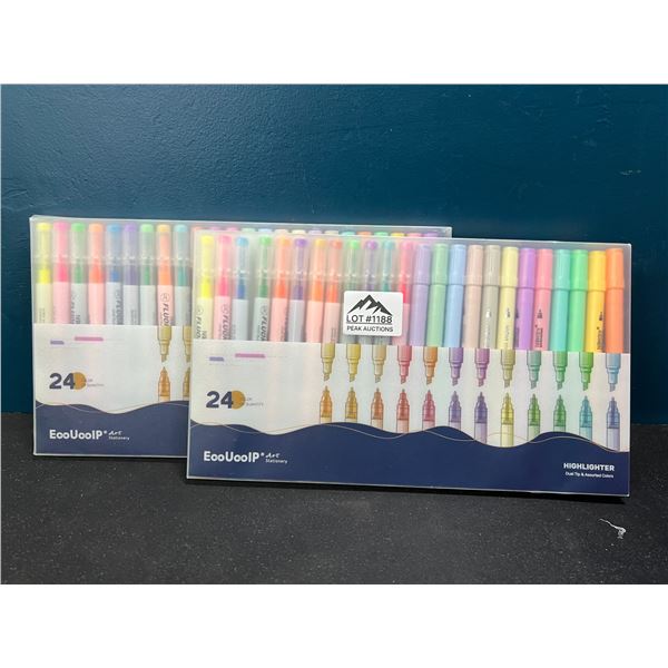 Lot of 2 Packs of Dual Tip Highlighters - 24PCS PER PACK!