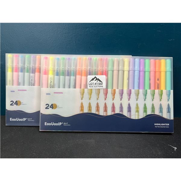 Lot of 2 Packs of Dual Tip Highlighters - 24PCS PER PACK!