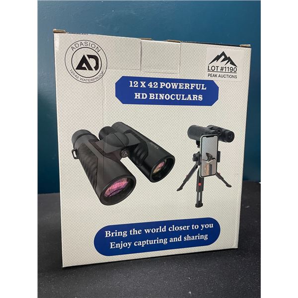 Lot of 1 Pair of 12x42 Powerful HD Binoculars w/ Tripod Stand & Case