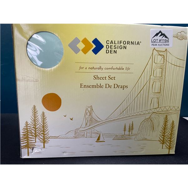 Lot of 1 California Design Den 400 Thread Count - King Size Sheet Set - Seafoam Blue