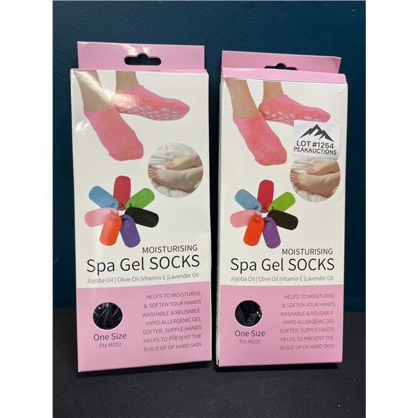 Lot of 2 Packs of Moisturizing Spa Gel Socks - One Size Fits Most