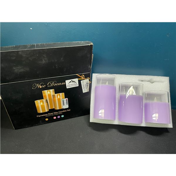 Lot of 1 Set of LED Flameless Candles - 3pcs - Purple
