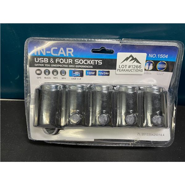 Lot of 1 In-Car Multi-Outlet USB & DC 12V Socket Extender