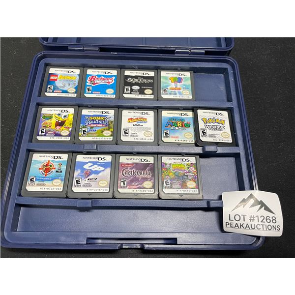 Lot of 1 Case of Assorted Nintendo DS Games - Includes Pokemon White, Super Mario, Sonic, and More!