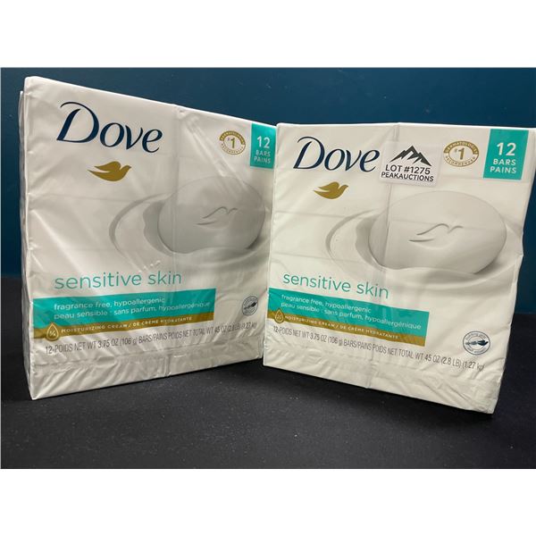 Lot of 2 Multi-Packs of Dove Sensitive Skin Moisturizing Soap - 12 Bars Per Pack