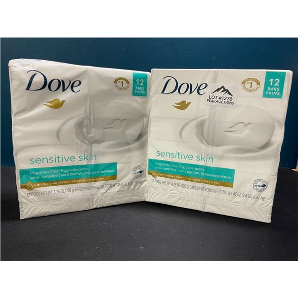 Lot of 2 Multi-Packs of Dove Sensitive Skin Moisturizing Soap - 12 Bars Per Pack