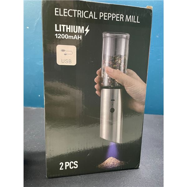 Lot of Electric USB Rechargeable Salt and Pepper Grinders - 2 in box
